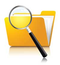 magnifying glass and folder